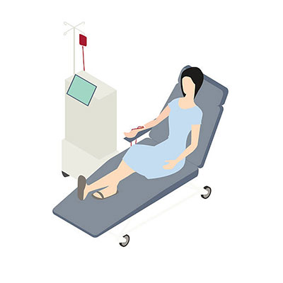 Illustration of a woman undergoing dialysis