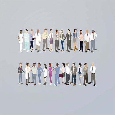 Doctors forming an equals sign