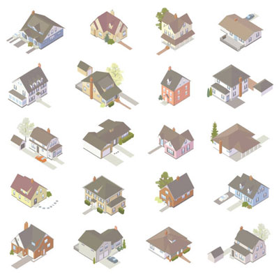 Illustration of isometric houses