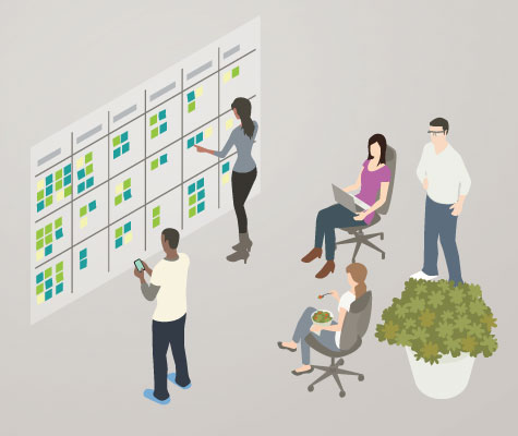 Illustration of people at a kanban board